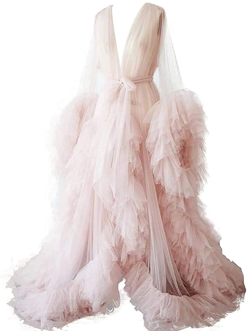 Soft Blush Ruffle Tulle Maxi for Bridal Photoshoot - Picture 3 of 12